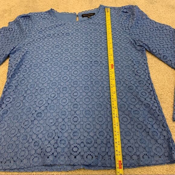 BANANA Republic blue lace top long sleeve Sz M - Picture 10 of 11